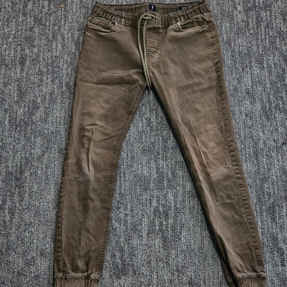 Men's Slim Brown Jogger Pants with Drawstring Waist